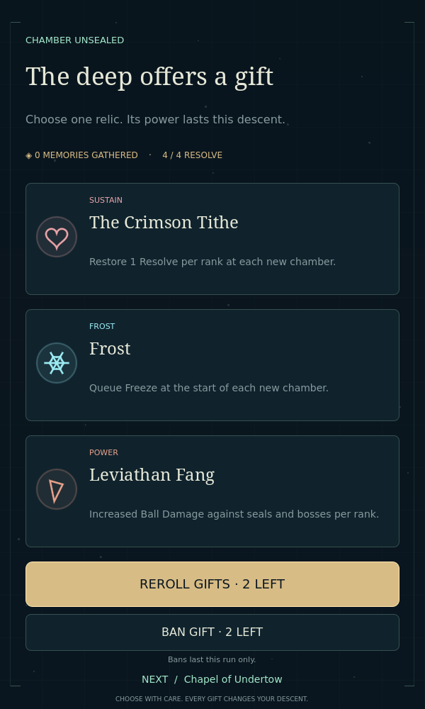 Banned Arc replaced by another Gift, the other cards preserved and two bans remaining